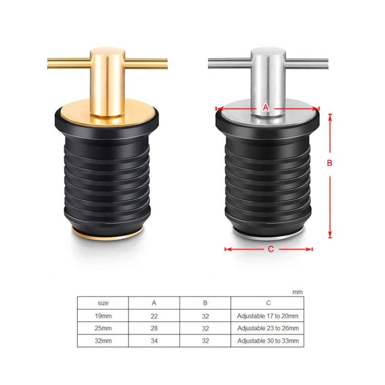 Marine Motorboat Deck Cross Drain Plug Screw, Copper For 25mm, Copper For 32mm, Stainless Steel For 25mm