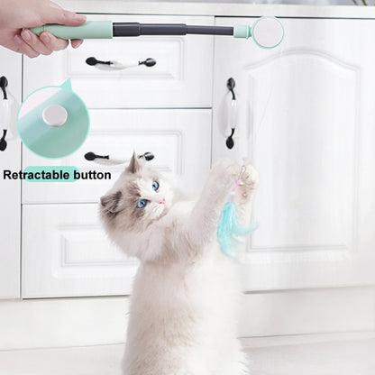 Fishing Pole Laser Cat Wand Stick Toy Three-stage Telescopic Infrared Interactive Toy with Replaceable Head