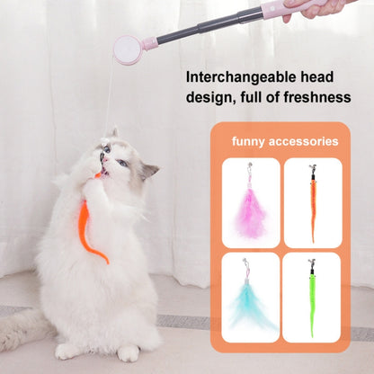 Fishing Pole Laser Cat Wand Stick Toy Three-stage Telescopic Infrared Interactive Toy with Replaceable Head