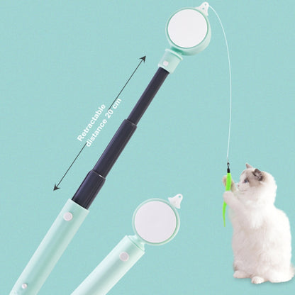 Fishing Pole Laser Cat Wand Stick Toy Three-stage Telescopic Infrared Interactive Toy with Replaceable Head
