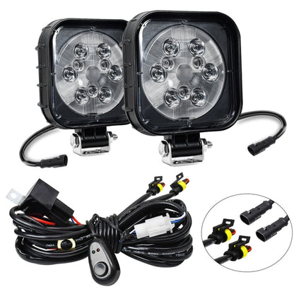 12W 9-30V Car Mixed Light Work Light With Wire Set, Square, Round
