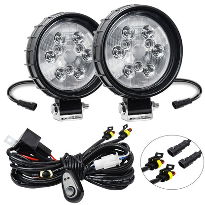 12W 9-30V Car Mixed Light Work Light With Wire Set, Square, Round