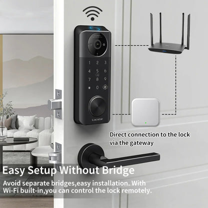 C95 Smart Fingerprint Deadbolt Lock Supports Bluetooth WiFi APP, 5 Ways To Unlock, With Camera Doorbell, C95