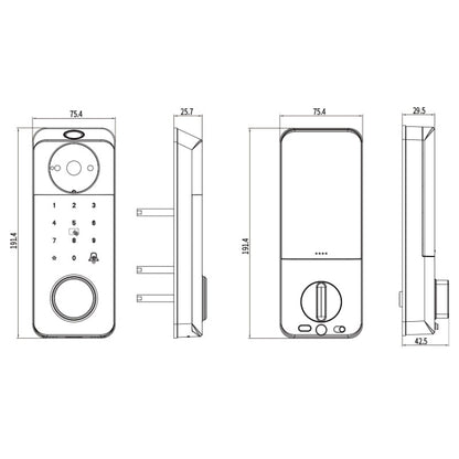 C95 Smart Fingerprint Deadbolt Lock Supports Bluetooth WiFi APP, 5 Ways To Unlock, With Camera Doorbell, C95