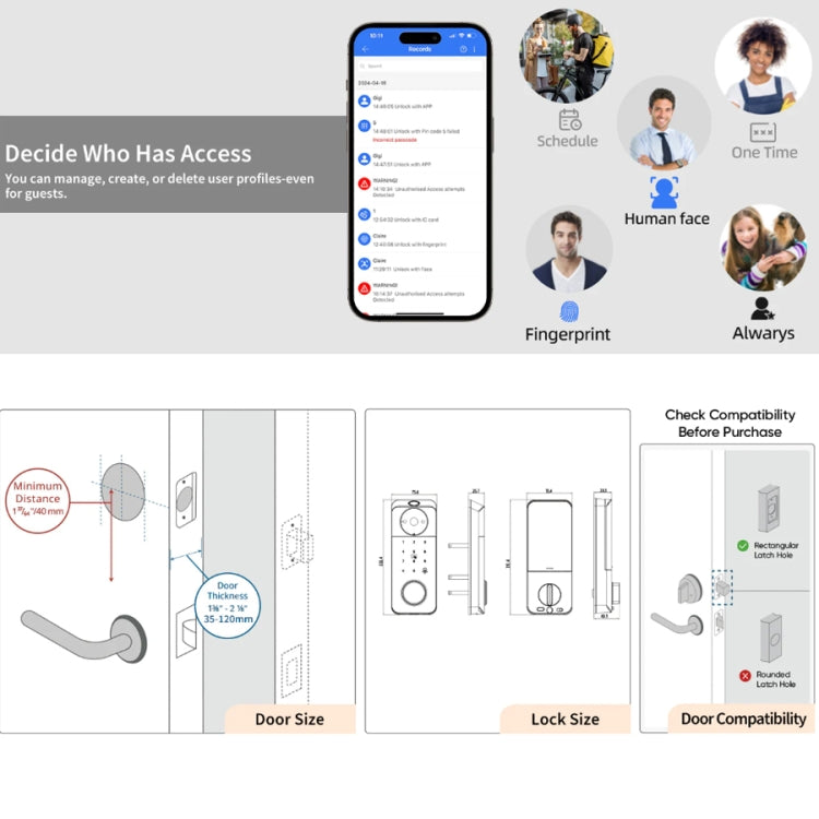 C95 Smart Fingerprint Deadbolt Lock Supports Bluetooth WiFi APP, 5 Ways To Unlock, With Camera Doorbell, C95
