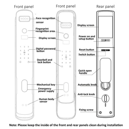 M6 3D Face Recognition Fingerprint Door Lock Support APP Smart IC Card Password Unlock, M6