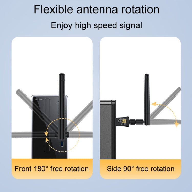 JINGHUA N5 Dual Band Driverless High Gain Antenna USB Wireless Network Card, Antenna Model 600M