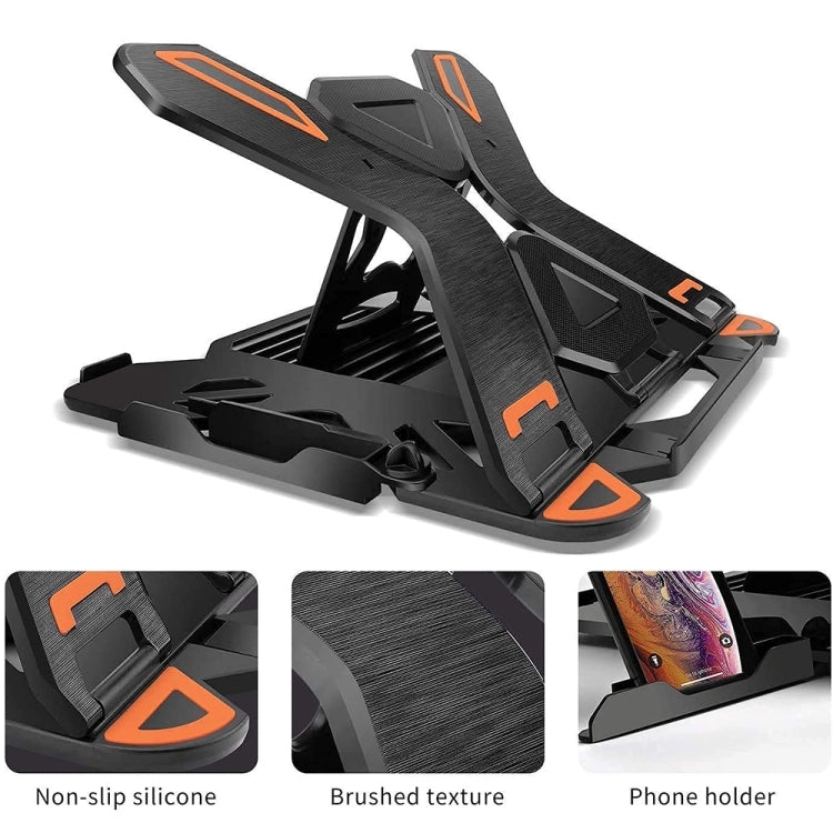 ICE COOREL E5 Laptop Folding And Lifting Cooling Bracket With Mobile Phone Holder, Black, White, Black with Rotating, White with Rotating