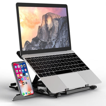 ICE COOREL E5 Laptop Folding And Lifting Cooling Bracket With Mobile Phone Holder, Black, White, Black with Rotating, White with Rotating