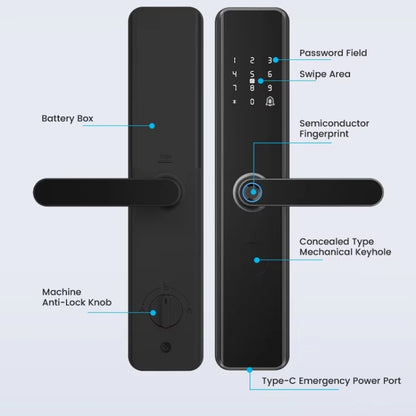 A50 Smart Fingerprint Lock Electronic Indoor Lock Apartment Lock With Handle