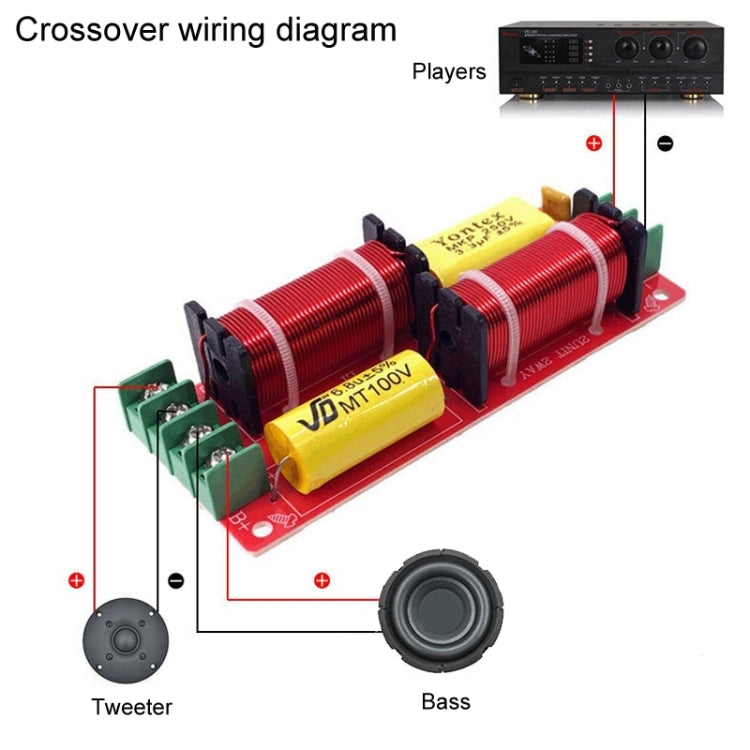 WEAH-2503 High and Low 2-way Speaker Crossover Hi-Fi Home Audio Solderless Divider