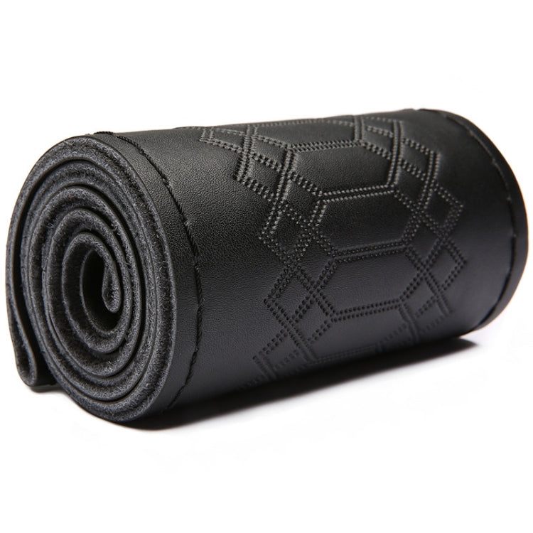 Four-season Embossed Hand-sewn Cowhide Steering Wheel Cover, 38cm