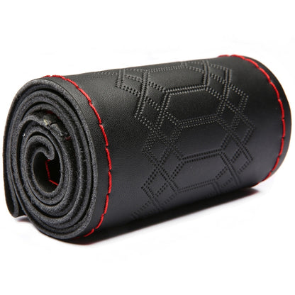 Four-season Embossed Hand-sewn Cowhide Steering Wheel Cover, 38cm