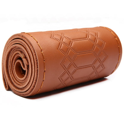 Four-season Embossed Hand-sewn Cowhide Steering Wheel Cover, 38cm