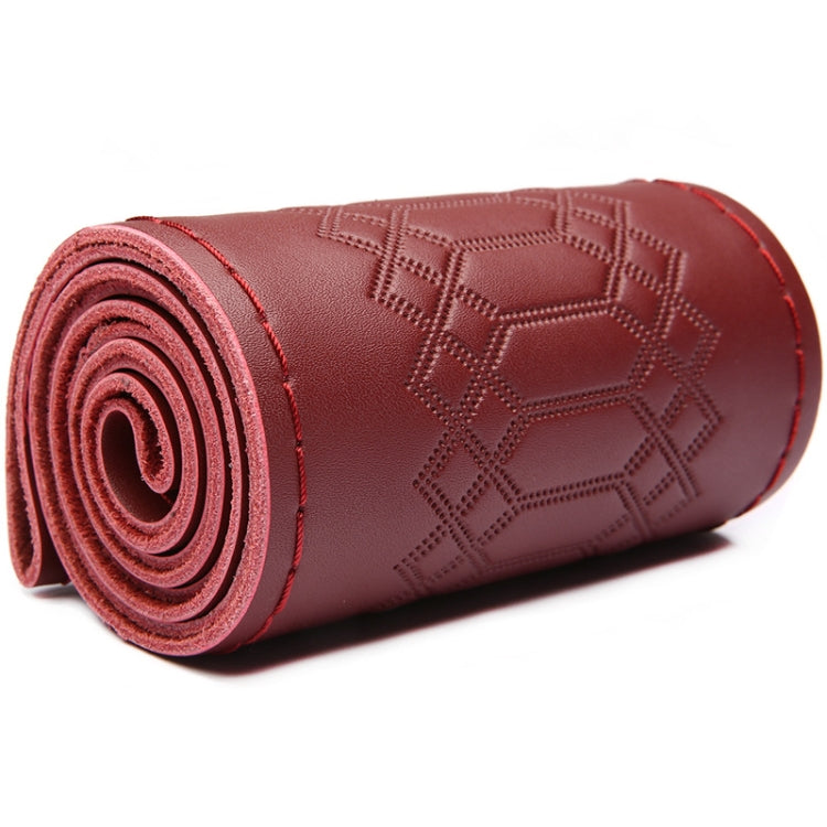 Four-season Embossed Hand-sewn Cowhide Steering Wheel Cover, 38cm