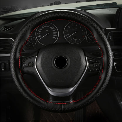 Four-season Embossed Hand-sewn Cowhide Steering Wheel Cover, 38cm