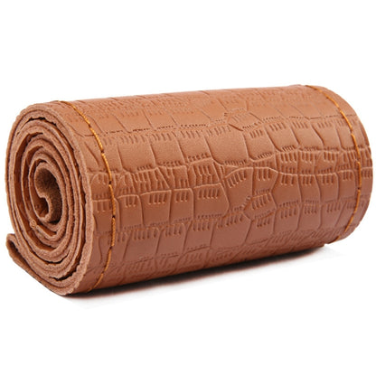 Four-season Embossed Cowhide Hand-sewn Steering Wheel Cover, 38cm