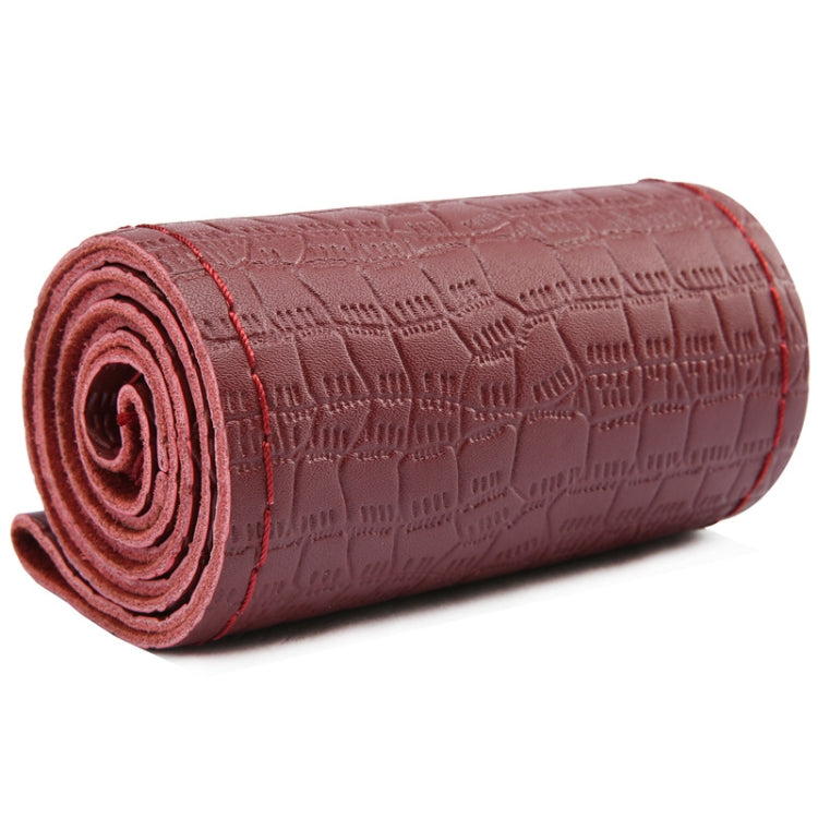 Four-season Embossed Cowhide Hand-sewn Steering Wheel Cover, 38cm