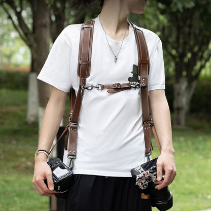 Cwatcun H90 Dual Camera Leather Strap Adjustable Multi-functional Convenient Camera Shoulder Strap, H90 2.0