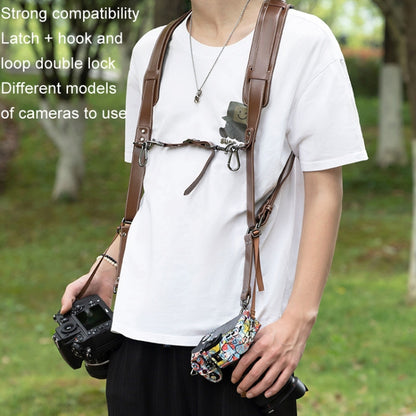 Cwatcun H90 Dual Camera Leather Strap Adjustable Multi-functional Convenient Camera Shoulder Strap, H90 2.0