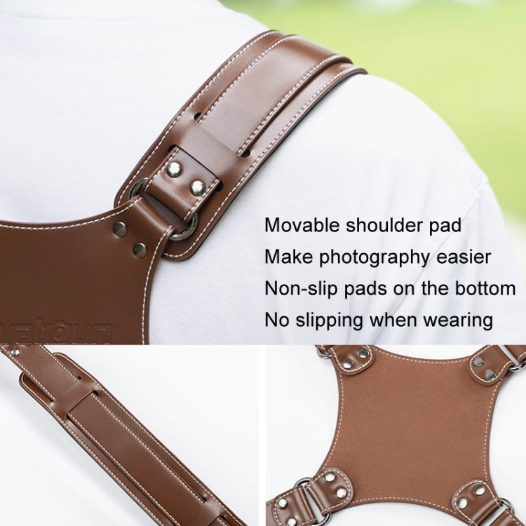 Cwatcun H90 Dual Camera Leather Strap Adjustable Multi-functional Convenient Camera Shoulder Strap, H90 2.0