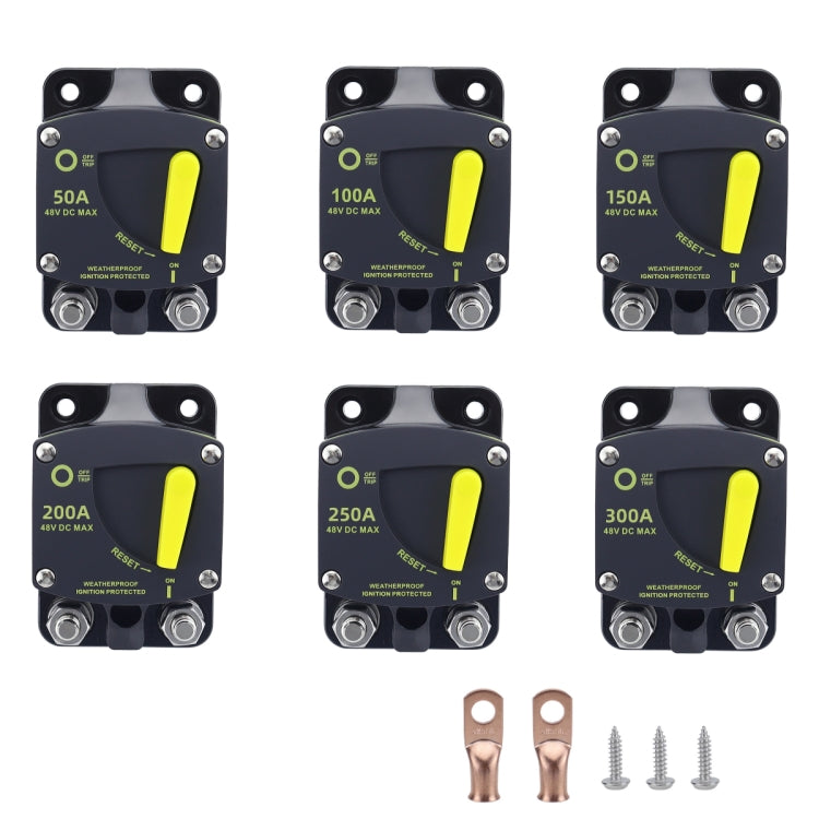 RV Yacht Manual Reset Ignition Protection Fuse Switch With Terminal Accessories, 50A, 100A, 150A, 200A, 250A, 300A