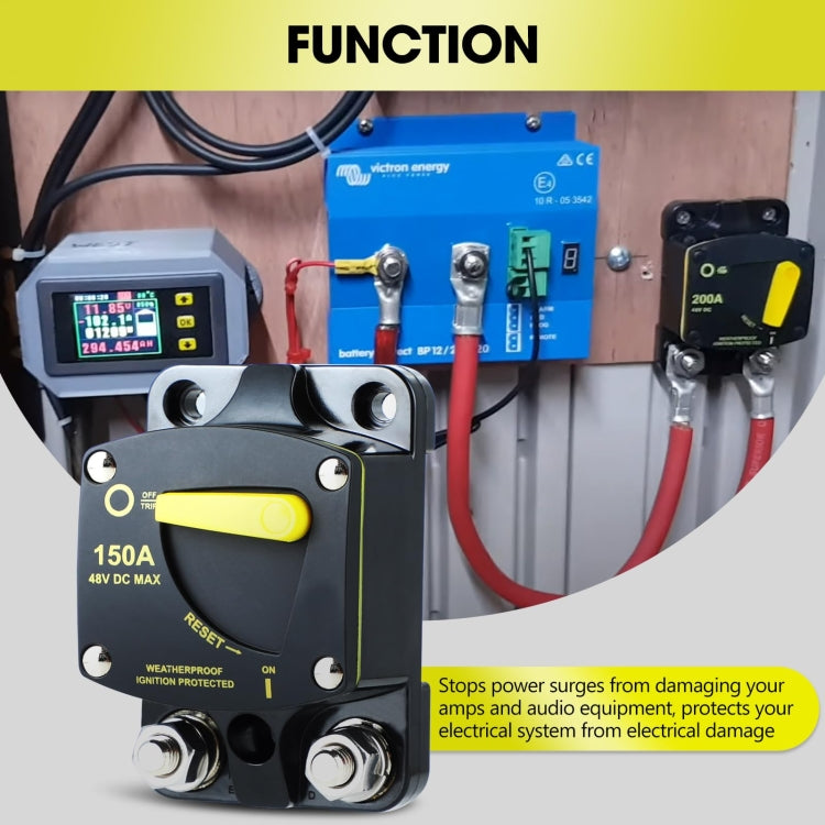 RV Yacht Manual Reset Ignition Protection Fuse Switch With Terminal Accessories, 50A, 100A, 150A, 200A, 250A, 300A