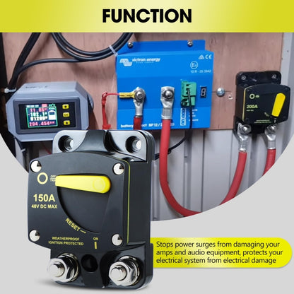 RV Yacht Manual Reset Ignition Protection Fuse Switch With Terminal Accessories, 50A, 100A, 150A, 200A, 250A, 300A