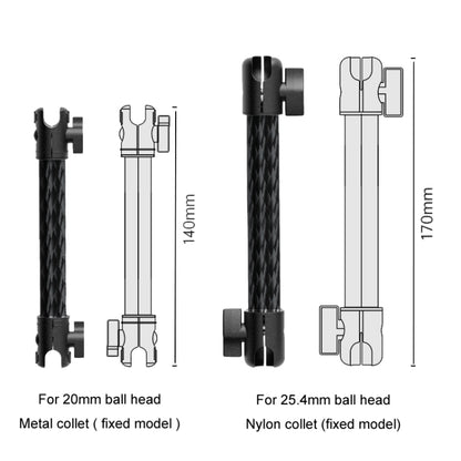 Car Phone Mount Extension Arm Double Jointed Swivel Adjustment Carbon Fiber Bracket Connecting Rod, 140mm For 20mm Ball Head, 170mm For 25.4mm Ball Head