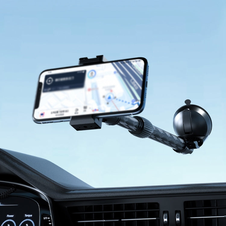 Telescopic Car Phone Mount Extension Arm Double Jointed Swivel Carbon Fiber Bracket Connecting Rod, 217-300mm For 20mm Ball Head, 235-335mm For 25.4mm Ball Head