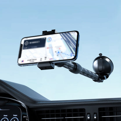 Telescopic Car Phone Mount Extension Arm Double Jointed Swivel Carbon Fiber Bracket Connecting Rod, 217-300mm For 20mm Ball Head