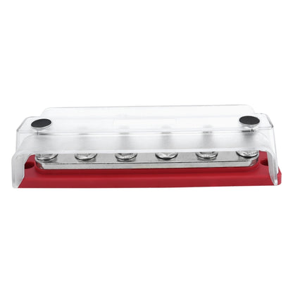 M8 Stud RV Yacht 6-way Nylon Flame Retardant Base DC Busbar, Red