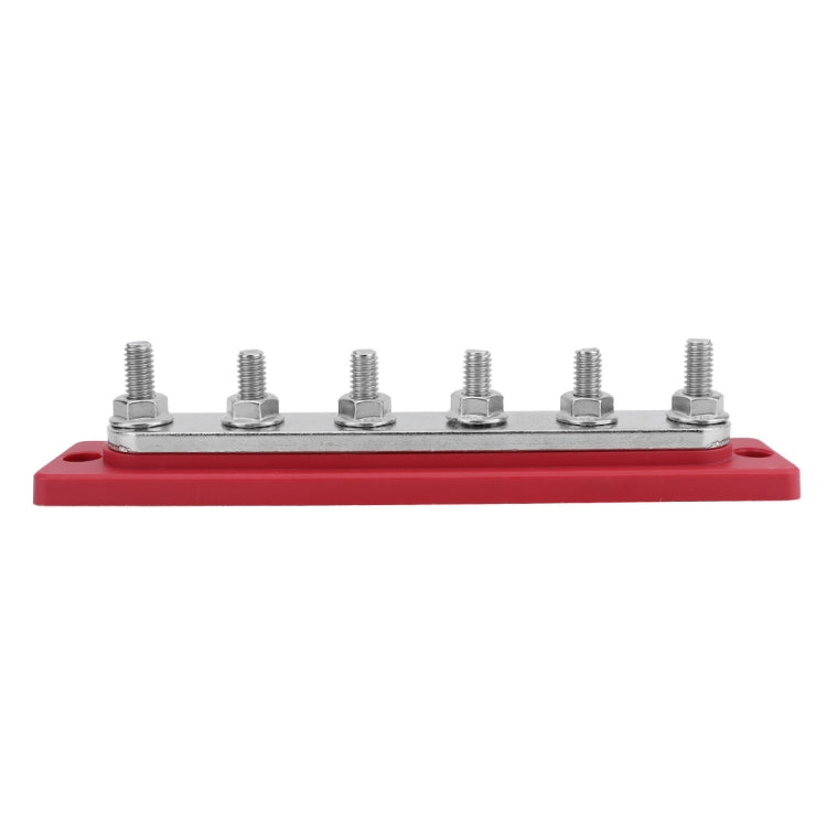 M8 Stud RV Yacht 6-way Nylon Flame Retardant Base DC Busbar, Red