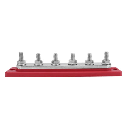 M8 Stud RV Yacht 6-way Nylon Flame Retardant Base DC Busbar, Red