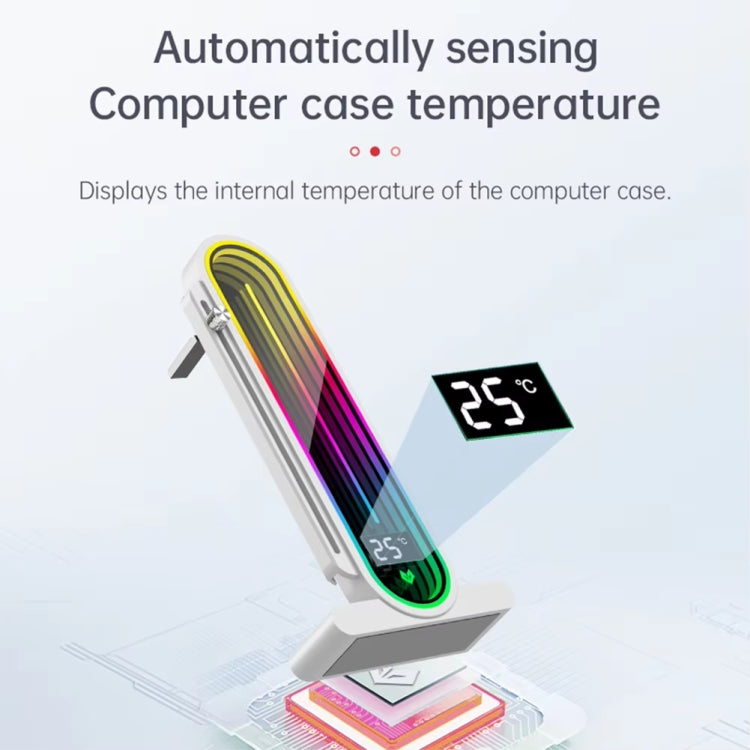 COOLMOON GH3 Computer ARGB Vertical Adjustable Lens Graphics Card Holder, Temperature Display Upgrade White, Temperature Display Upgrade Black, Black, White