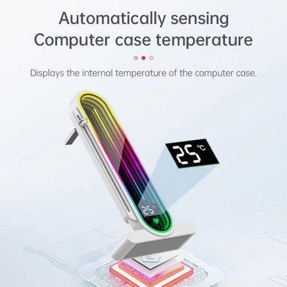 COOLMOON GH3 Computer ARGB Vertical Adjustable Lens Graphics Card Holder, Temperature Display Upgrade White, Temperature Display Upgrade Black, Black, White