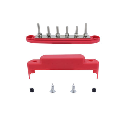 M6 RV Yacht High Current 6-column 250A Base Busbar, Red, Black, Red + Black, Red with Accessories, Black with Accessories, Red + Black with Accessories