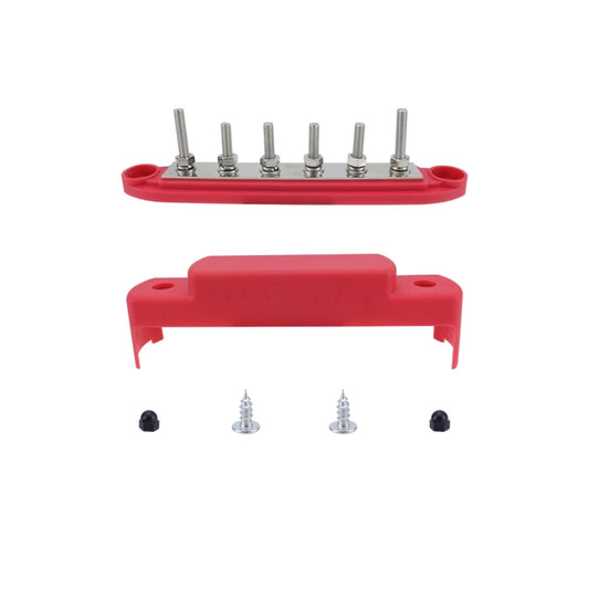 M6 RV Yacht High Current 6-column 250A Base Busbar, Red, Black, Red + Black, Red with Accessories, Black with Accessories, Red + Black with Accessories