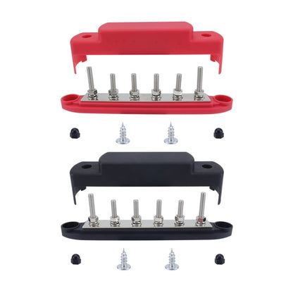 M6 RV Yacht High Current 6-column 250A Base Busbar, Red, Black, Red + Black, Red with Accessories, Black with Accessories, Red + Black with Accessories