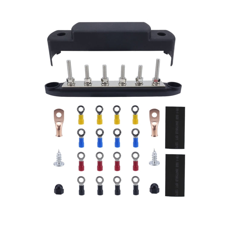 M6 RV Yacht High Current 6-column 250A Base Busbar, Red, Black, Red + Black, Red with Accessories, Black with Accessories, Red + Black with Accessories