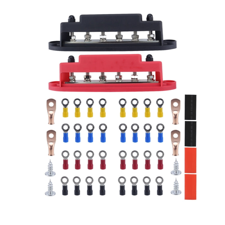 M6 RV Yacht High Current 6-column 250A Base Busbar, Red, Black, Red + Black, Red with Accessories, Black with Accessories, Red + Black with Accessories