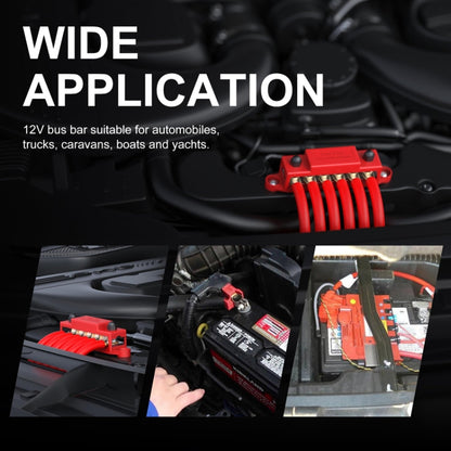 M6 RV Yacht High Current 6-column 250A Base Busbar, Red, Black, Red + Black, Red with Accessories, Black with Accessories, Red + Black with Accessories