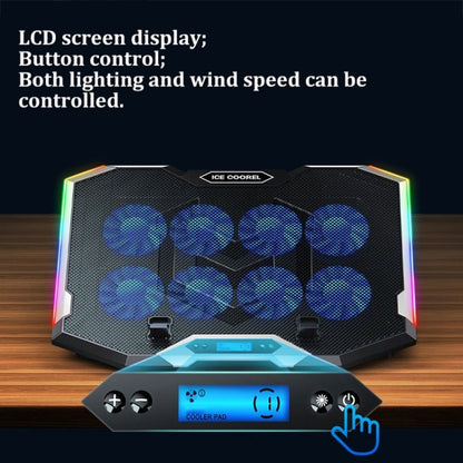 ICE COOREL 8-Fans Adjustable Laptop Stand Radiator With RGB Ambient Light, K10 8-Fans