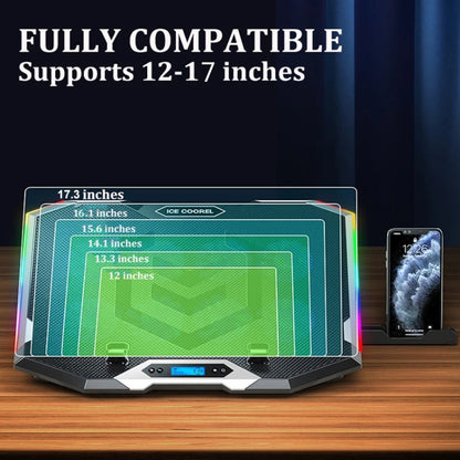ICE COOREL 8-Fans Adjustable Laptop Stand Radiator With RGB Ambient Light, K10 8-Fans