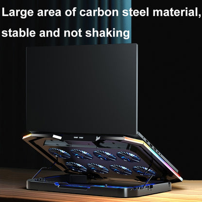 ICE COOREL 8-Fans Adjustable Laptop Stand Radiator With RGB Ambient Light, K10 8-Fans
