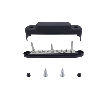 M6 3-post 10-way RV Yacht Short-circuit Proof Base DC Busbar, Red, Black, Red+Black 1pair