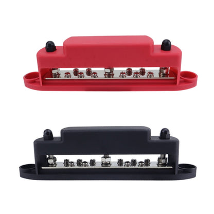 M6 3-post 10-way RV Yacht Short-circuit Proof Base DC Busbar, Red, Black, Red+Black 1pair