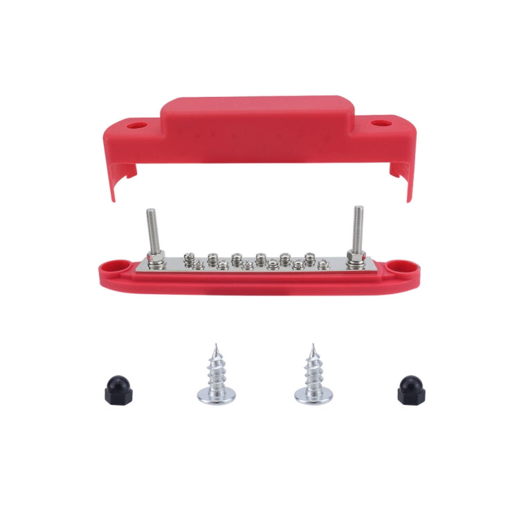 M6 2-post 12-way RV Yacht Terminal Nylon Flame Retardant Busbar, Red, Black, Red+Black 1pair