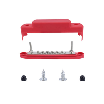 M6 2-post 12-way RV Yacht Terminal Nylon Flame Retardant Busbar, Red, Black, Red+Black 1pair