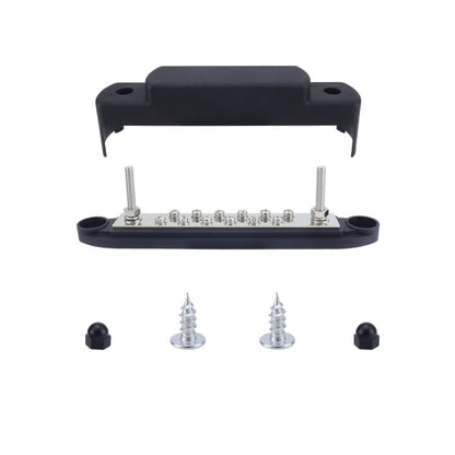 M6 2-post 12-way RV Yacht Terminal Nylon Flame Retardant Busbar, Red, Black, Red+Black 1pair